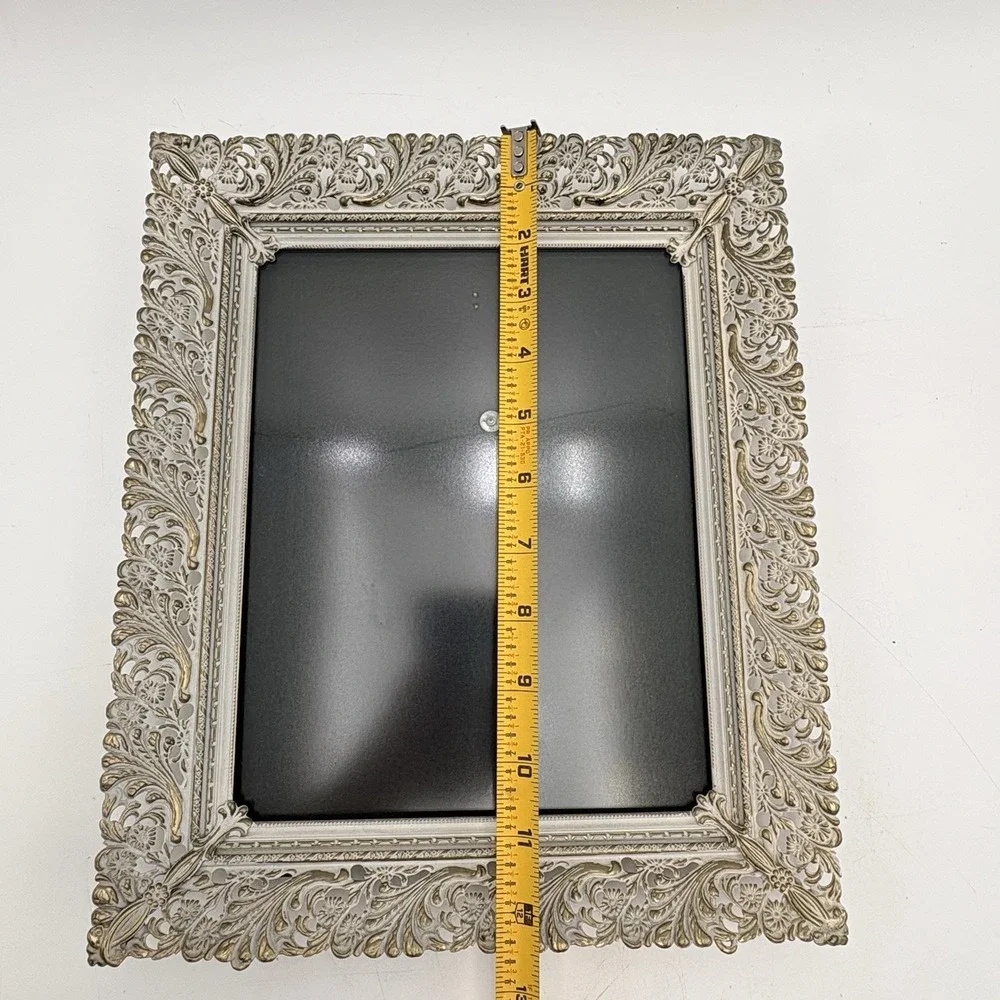Vintage Ornate White‎ Gold 8x10 Picture Frame Florentine Style Regency Filigree